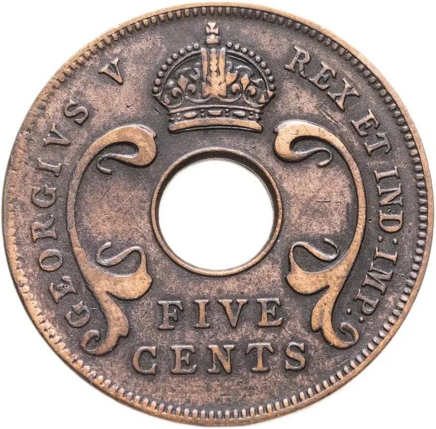 Британская Восточная Африка 5 центов (cents) 1923, аверс