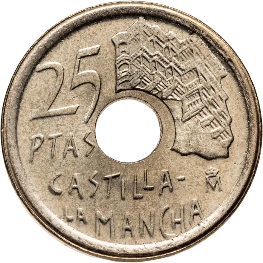 Испания 25 песет (pesetas, ptas) 1996 "Кастилия - Ла-Манча", реверс
