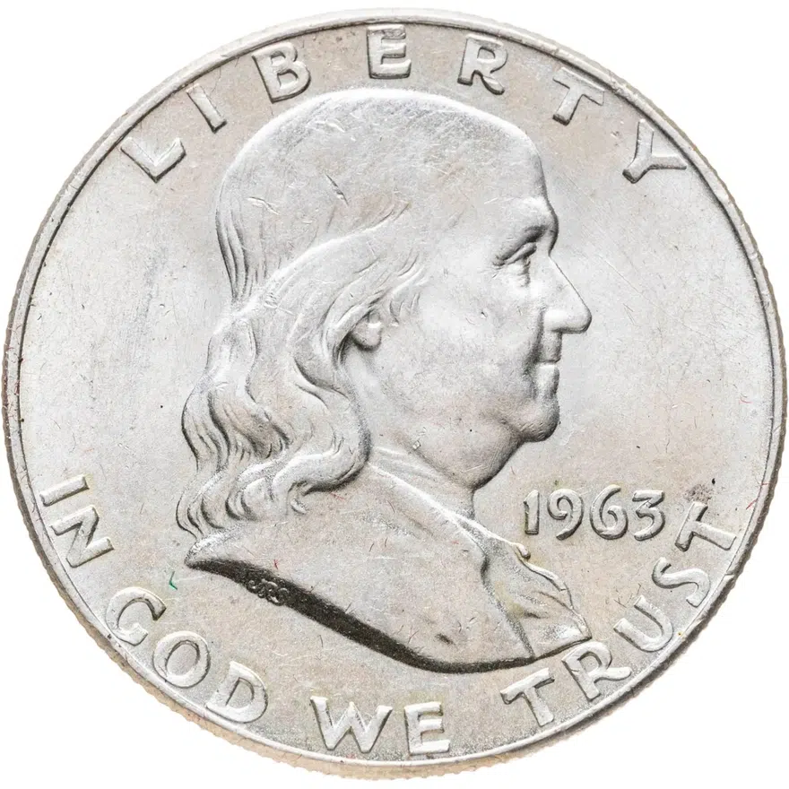 США 50 центов (1/2 доллара, half dollar) 1963 D Franklin Half Dollar, реверс