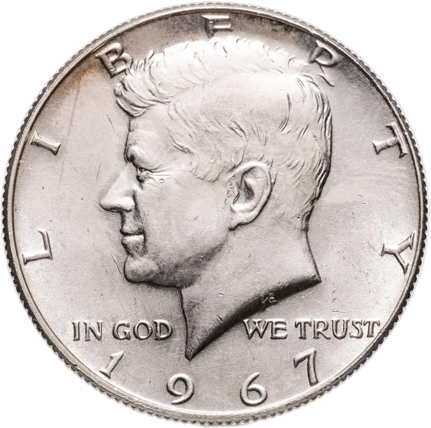 США 50 центов (1/2 доллара, half dollar) 1967  Kennedy Half Dollar (Кеннеди), аверс