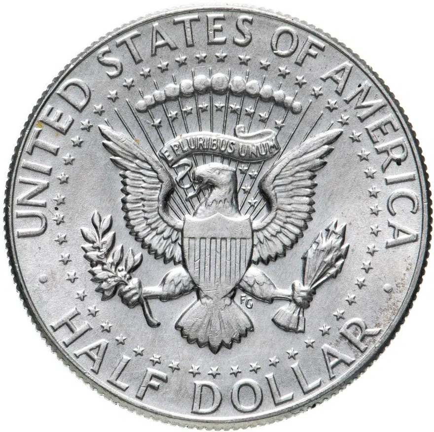США 50 центов (1/2 доллара, half dollar) 1969 D Kennedy Half Dollar (Кеннеди) знак монетного двора "D" - Денвер, реверс