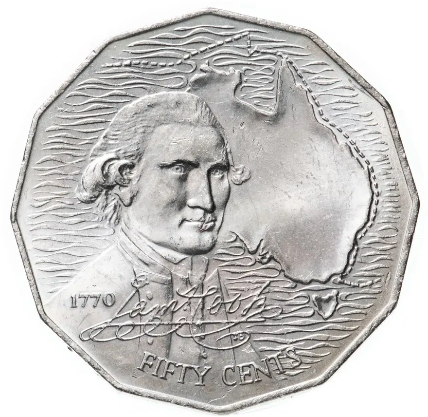 Австралия 50 центов (cents) 1970  200 лет австралийскому путешествию капитана Кука