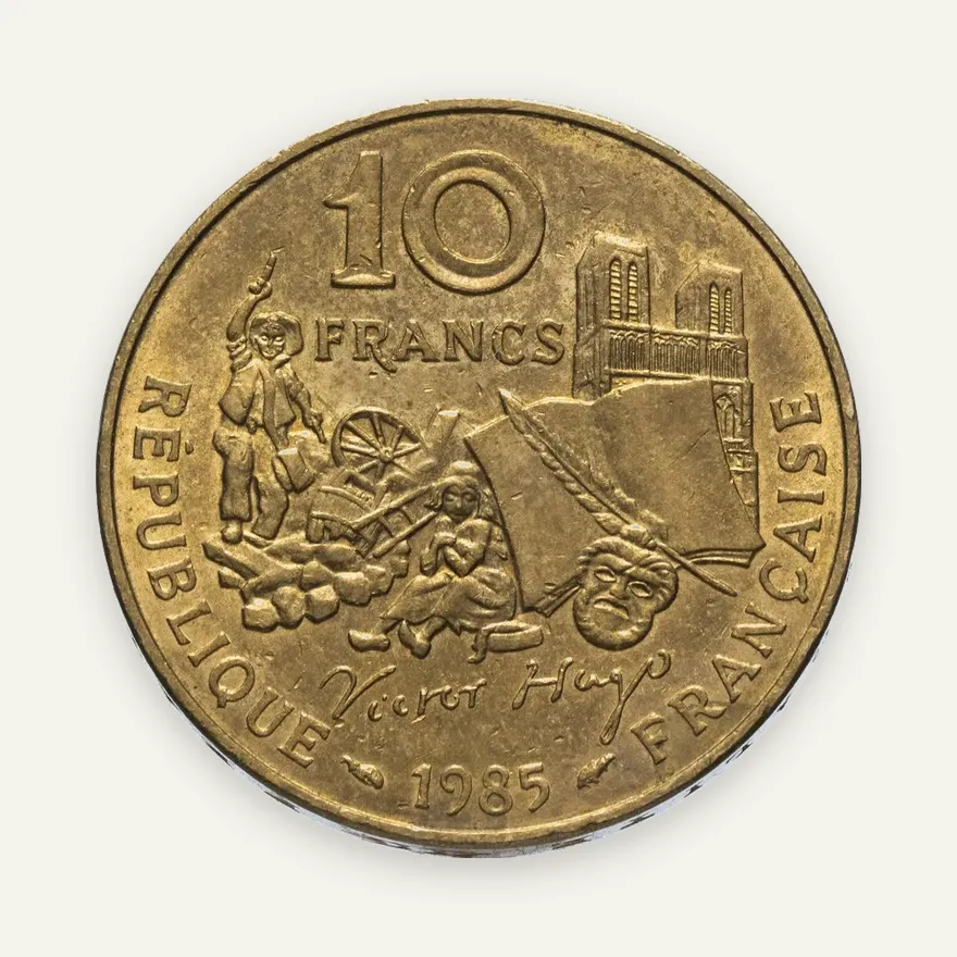Франция 10 франков (francs) 1985 "100 лет со дня смерти Виктора Гюго", реверс