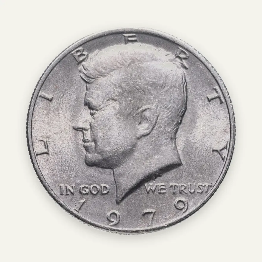 США 50 центов (1/2 доллара, half dollar) 1979  Kennedy Half Dollar (Кеннеди) без обозначения монетного двора, аверс