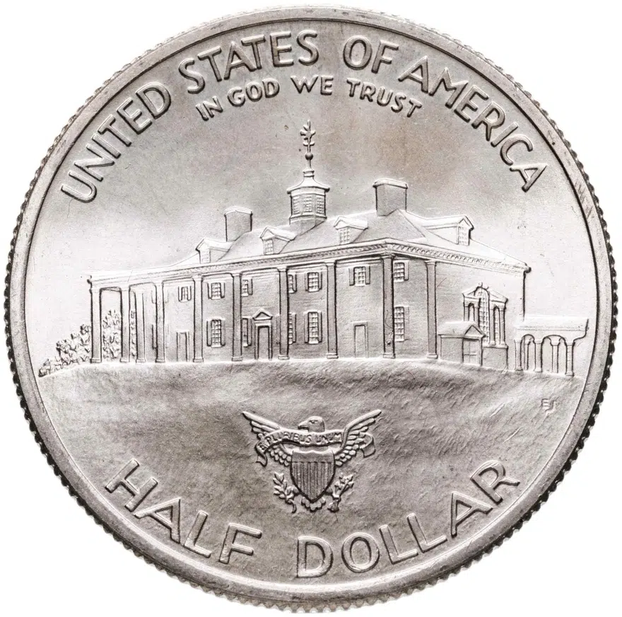 США 50 центов (1/2 доллара, half dollar) 1982 D 250 лет со дня рождения Джорджа Вашингтона знак монетного двора "D" - Денвер, реверс