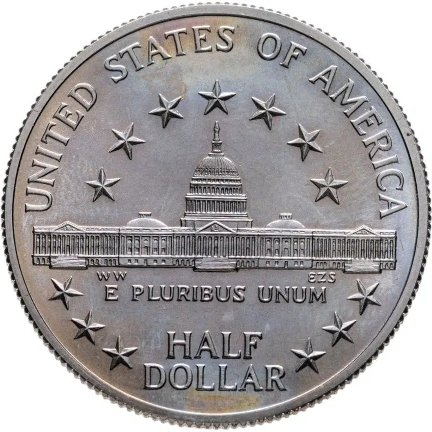США 50 центов (1/2 доллара, half dollar) 1989 D Congress (200 лет Конгрессу США) знак монетного двора "D" - Денвер, реверс