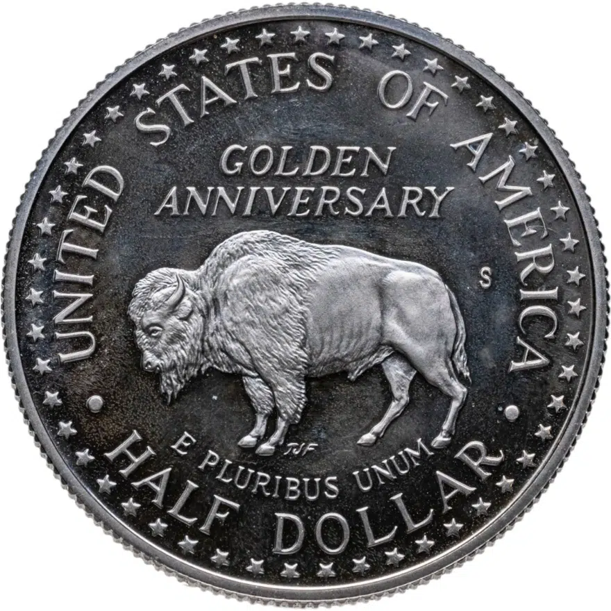 США 50 центов (1/2 доллара, half dollar) 1991 D Mount Rushmore (50 лет Национальному мемориалу Рашмор) знак монетного двора "D" - Денвер, реверс