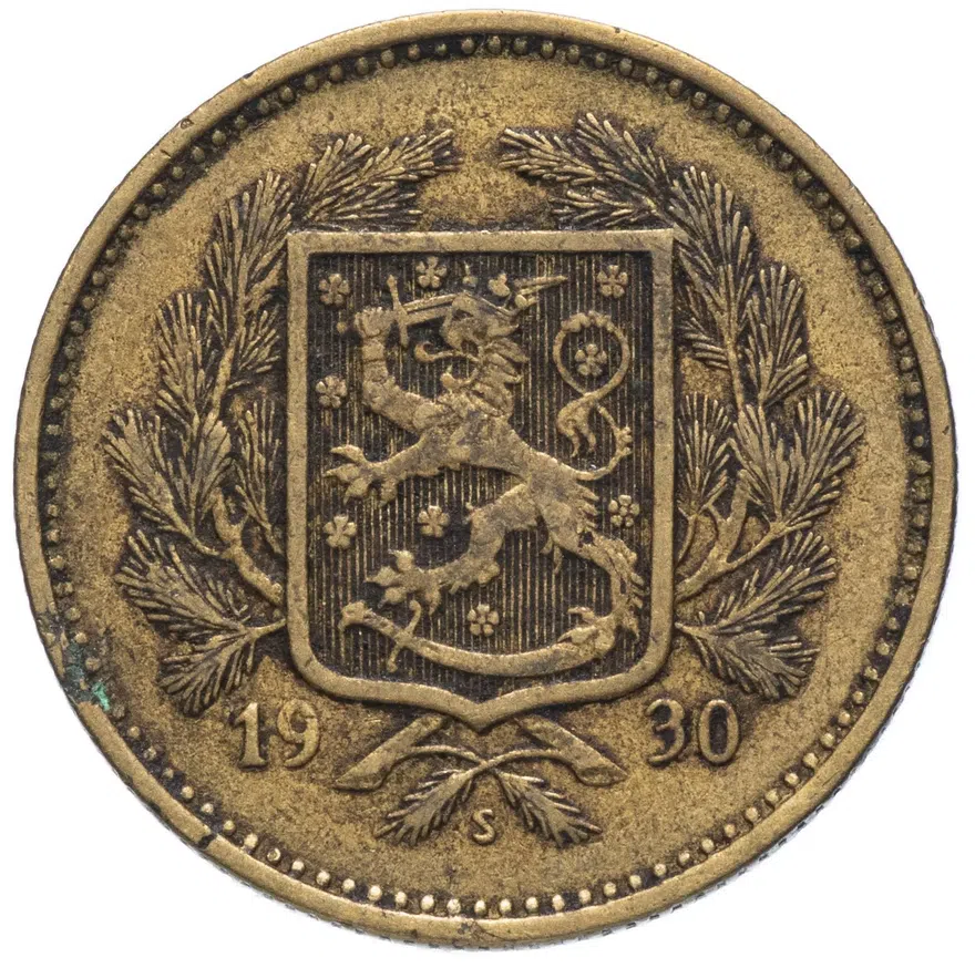 Финляндия 5 марок (markkaa) 1930, реверс