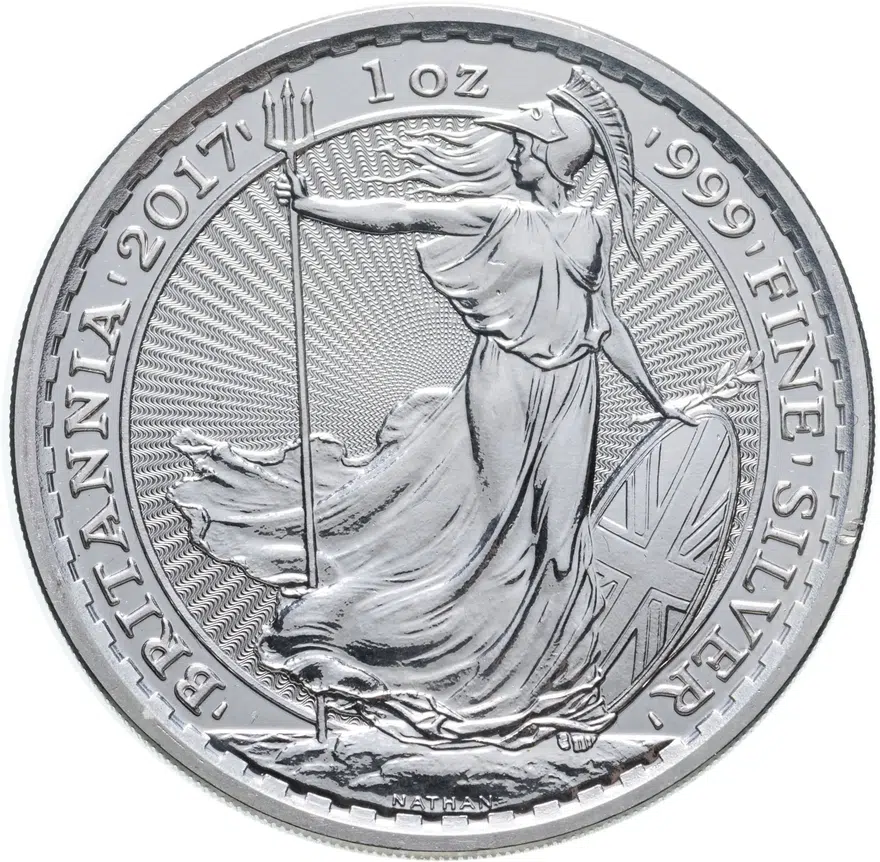 Великобритания 2 фунта (pounds) 2017  Стоящая Британия (Одна унция серебра), аверс