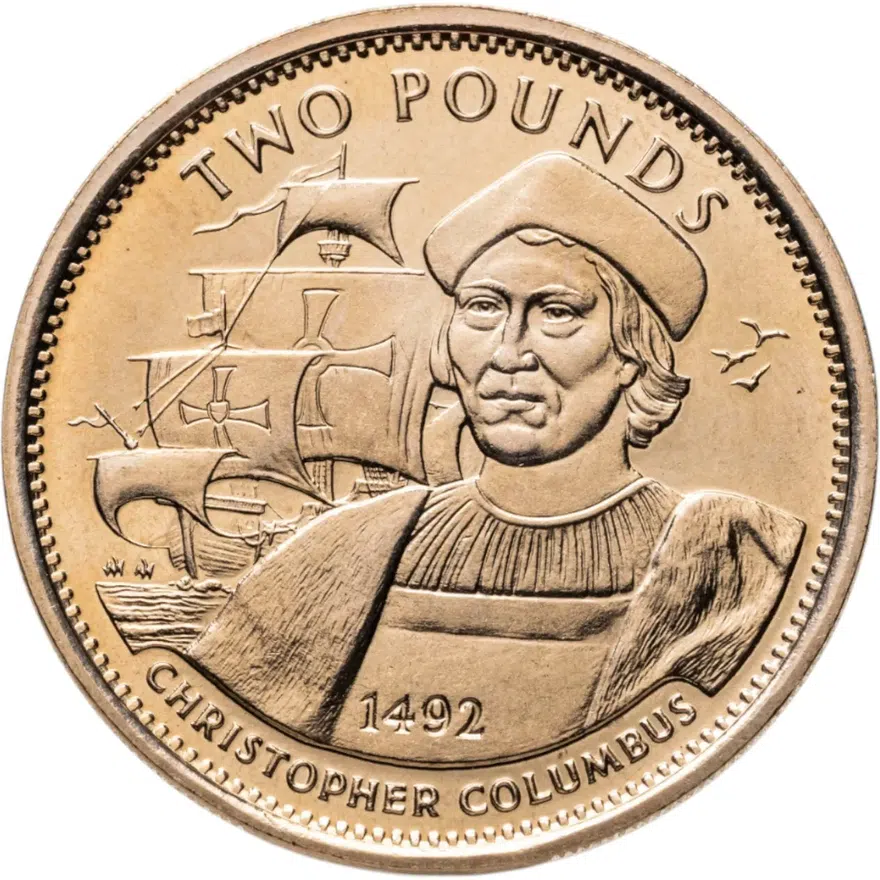 Гибралтар 2 фунта (pounds) 1992 "Христофор Колумб", реверс