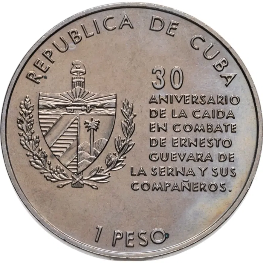 Куба 1 песо (peso) 1997  30 лет со дня смерти Эрнесто Че Гевары /в полный рост/, реверс