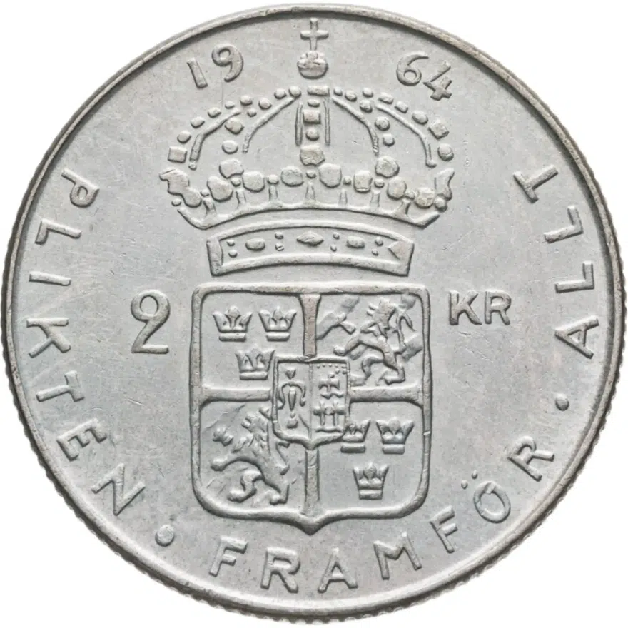 Швеция 2 кроны (kronor) 1964, реверс