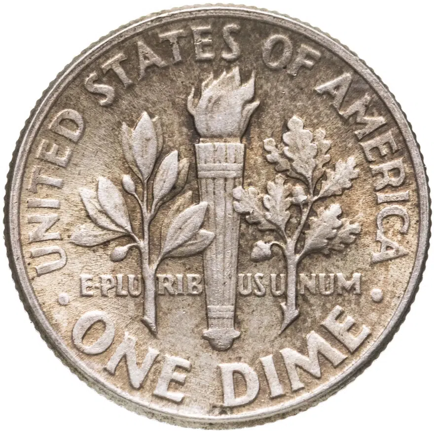 США 10 центов (дайм, one dime) 1946  Silver Roosevelt Dime (Рузвельт) без обозначения монетного двора, аверс