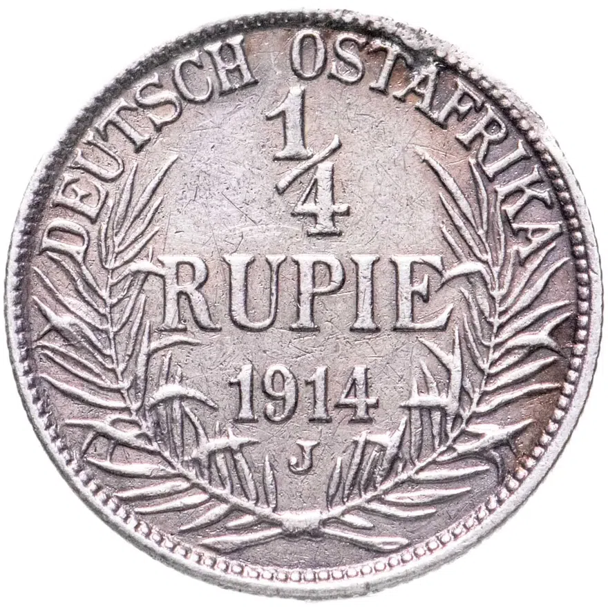 Германская Восточная Африка 1/4 рупии (rupee) 1914, аверс
