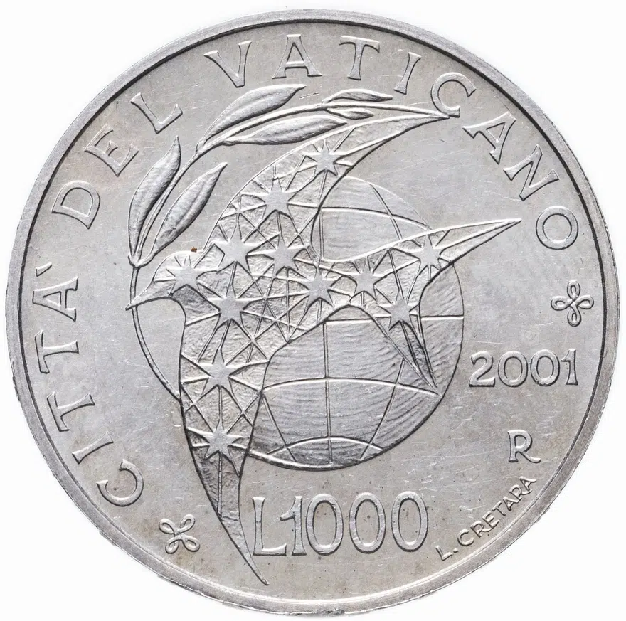 Ватикан 1000 лир (lire) 2001  Мир, аверс