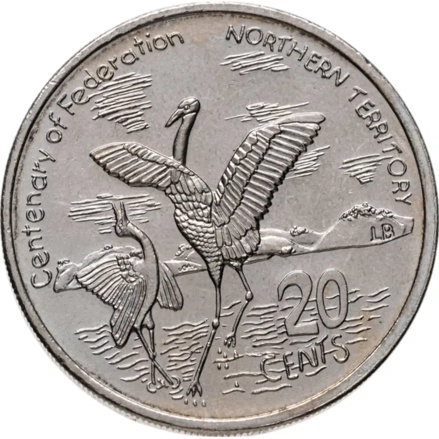 Австралия 20 центов (cents) 2001  Столетие Федерации - Северная территория