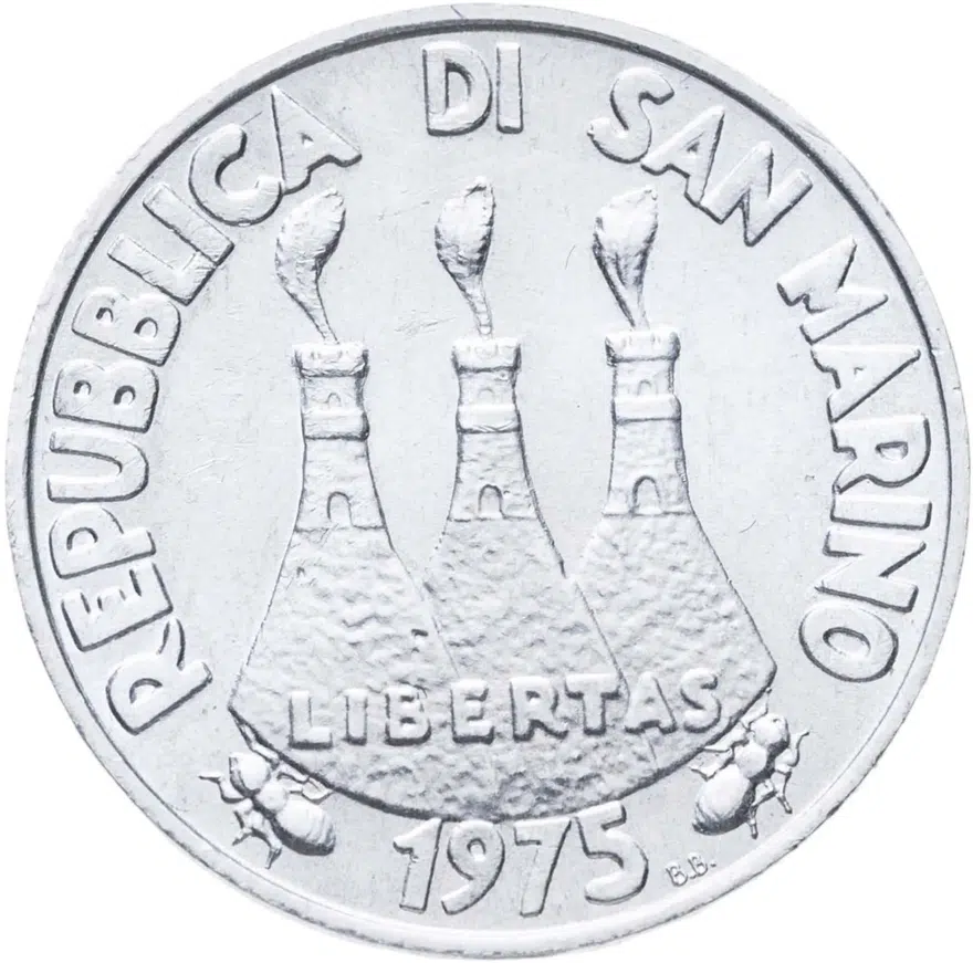 Сан-Марино 5 лир (lire) 1975  Любовь у животных, реверс