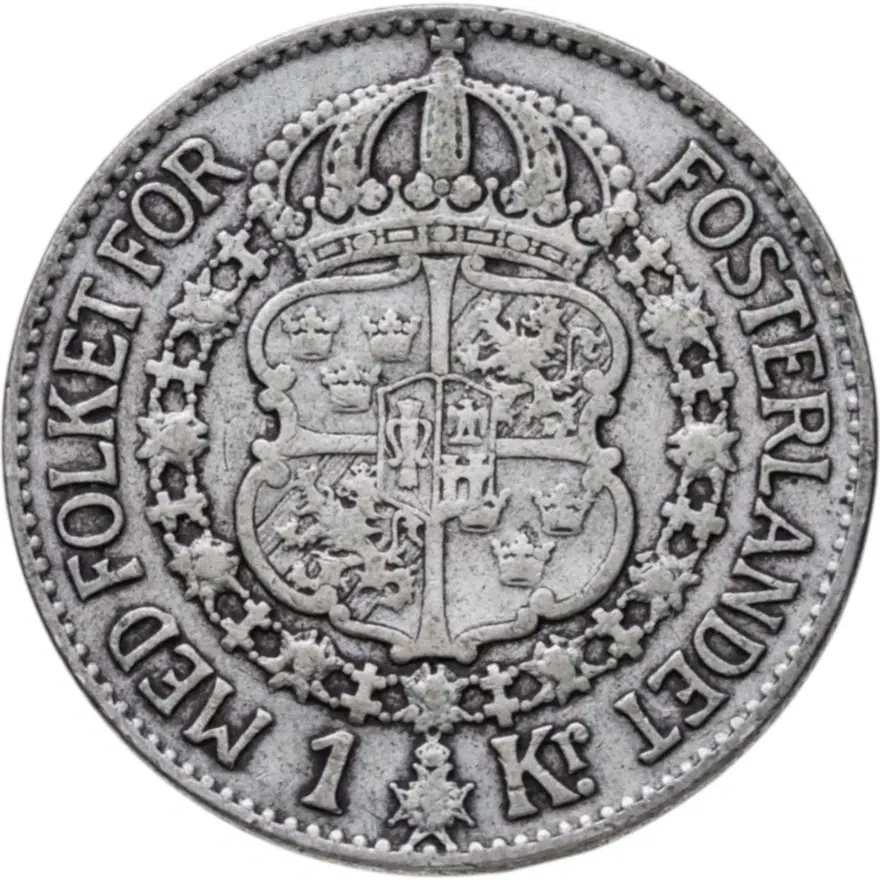 Швеция 1 крона (crown) 1928, реверс