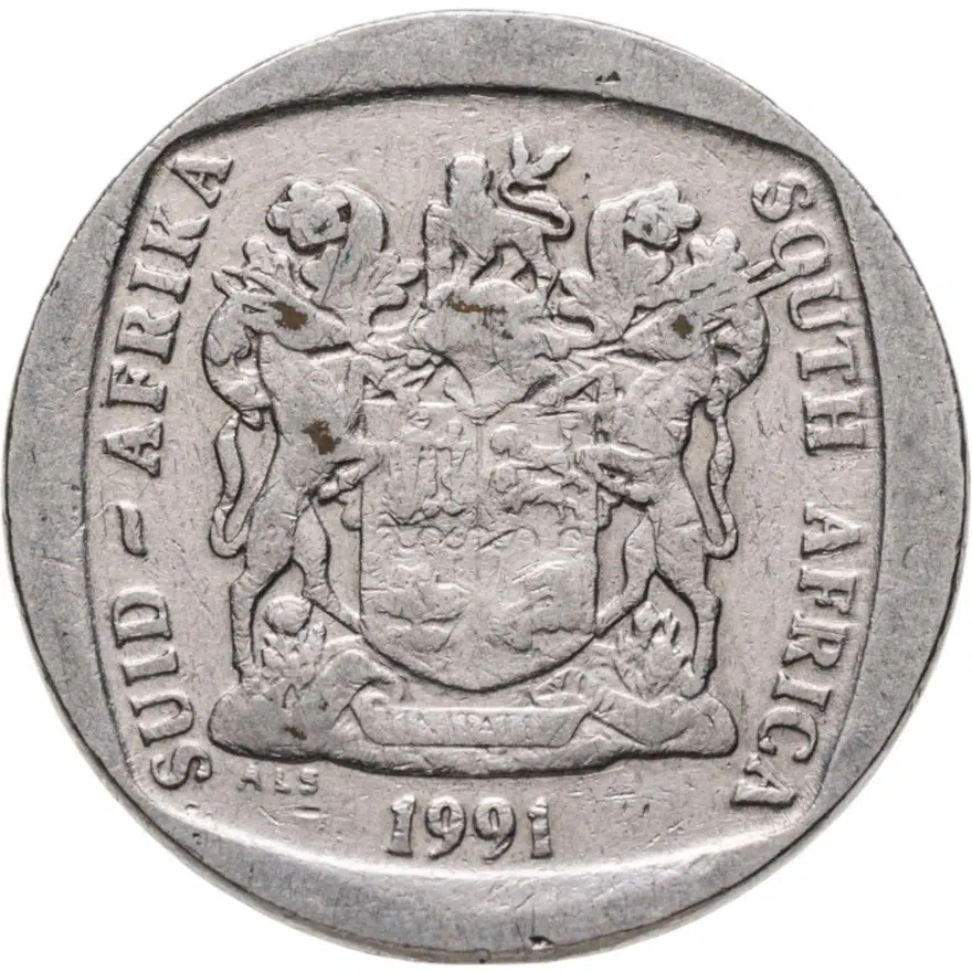 ЮАР 2 ранда (рэнда, rand) 1991, реверс