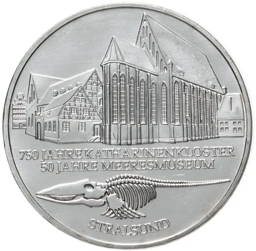 Германия 10 марок (mark) 2001 Военно-морской музей в Штральзунде знак монетного двора:  "A" - Берлин, аверс