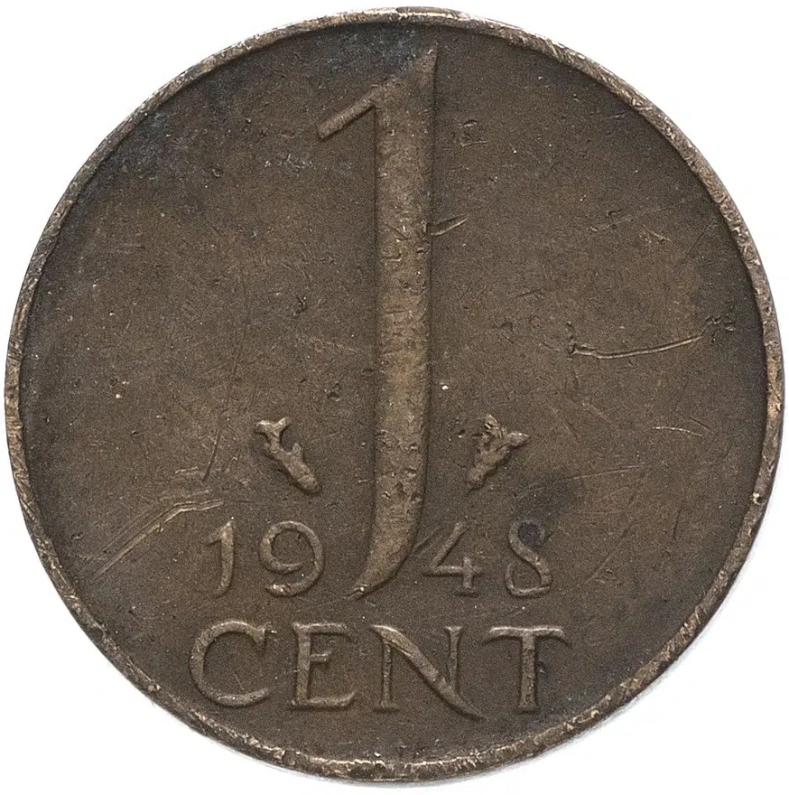 Нидерланды 1 цент (cent) 1948, реверс