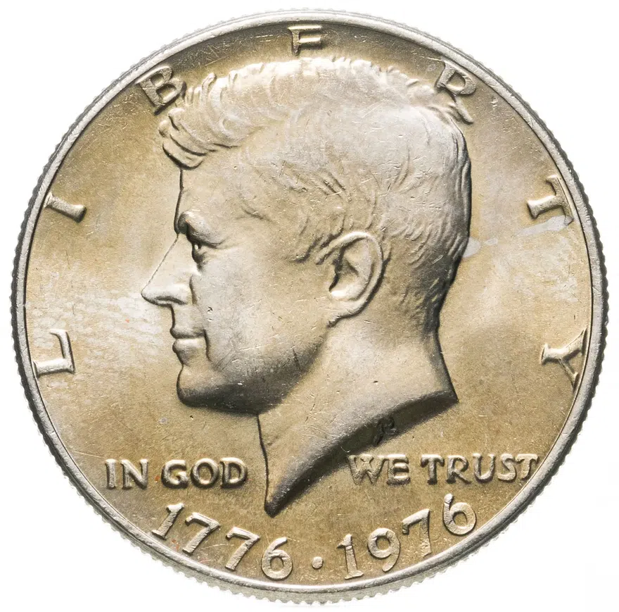 США 50 центов (1/2 доллара, half dollar) 1976  200 лет независимости США без обозначения монетного двора, аверс
