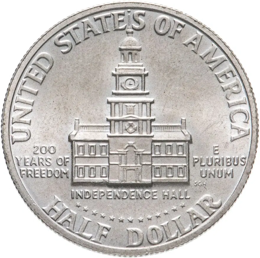 США 50 центов (1/2 доллара, half dollar) 1976 S 200 лет независимости США серебро, аверс