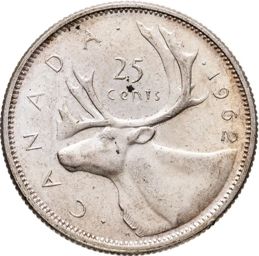 Канада 25 центов (квотер, cents) 1962