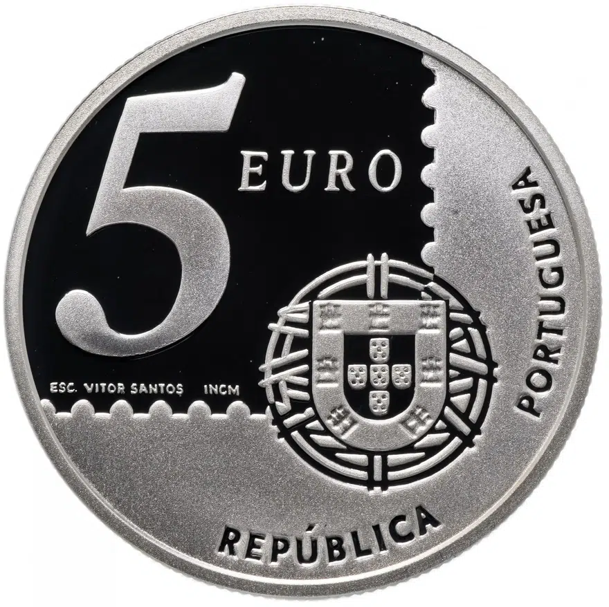 Португалия 5 евро (euro) 2003 "150 лет первой почтовой марке Португалии", реверс