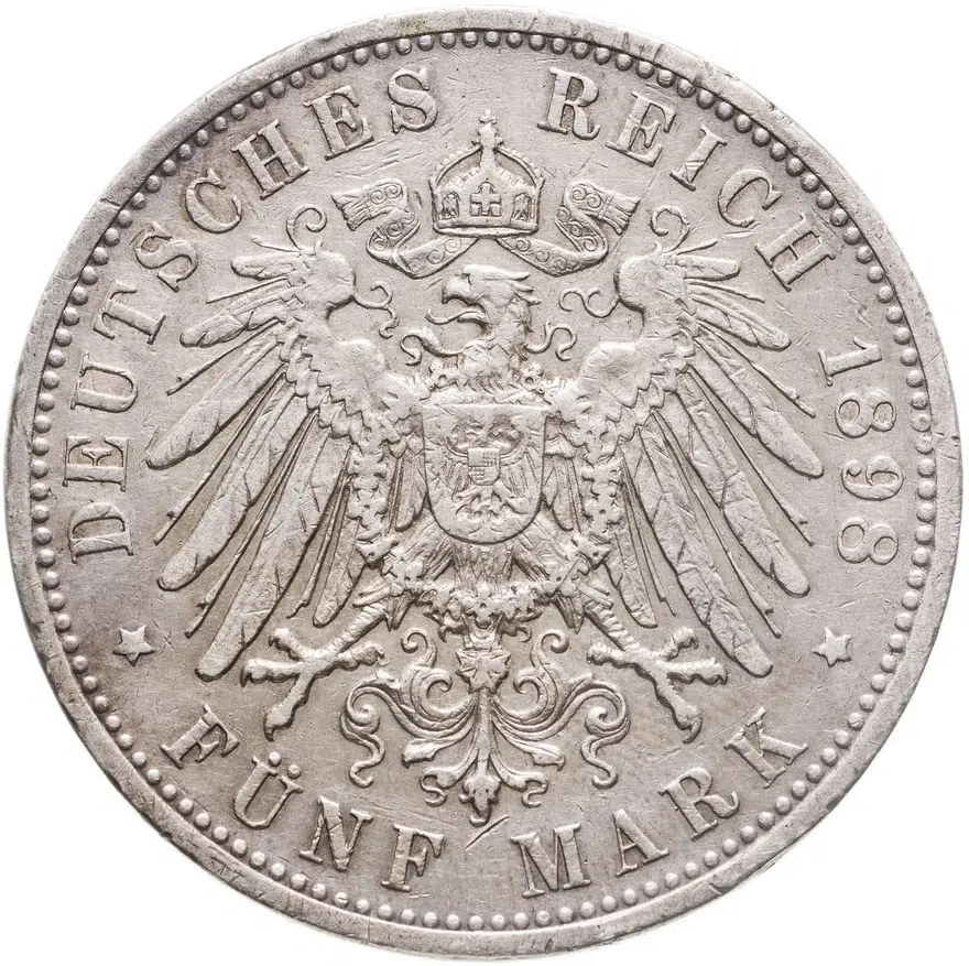 Германия (Империя) 5 марок (mark) 1898, реверс