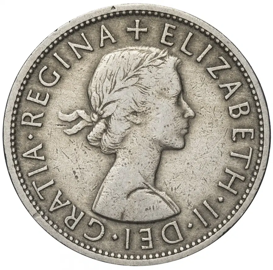 Великобритания 1/2 кроны 1956, аверс
