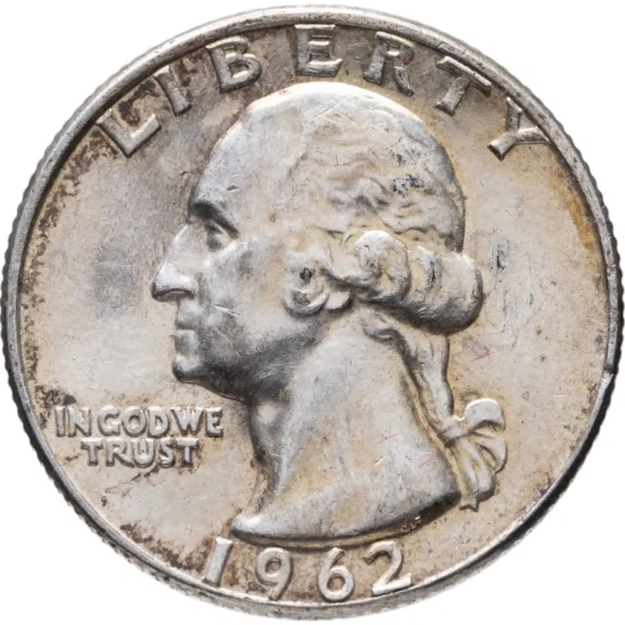 США 25 центов (квотер, 1/4 доллара, quarter dollar) 1962  Washington Quarter (Вашингтон) без обозначения монетного двора, аверс