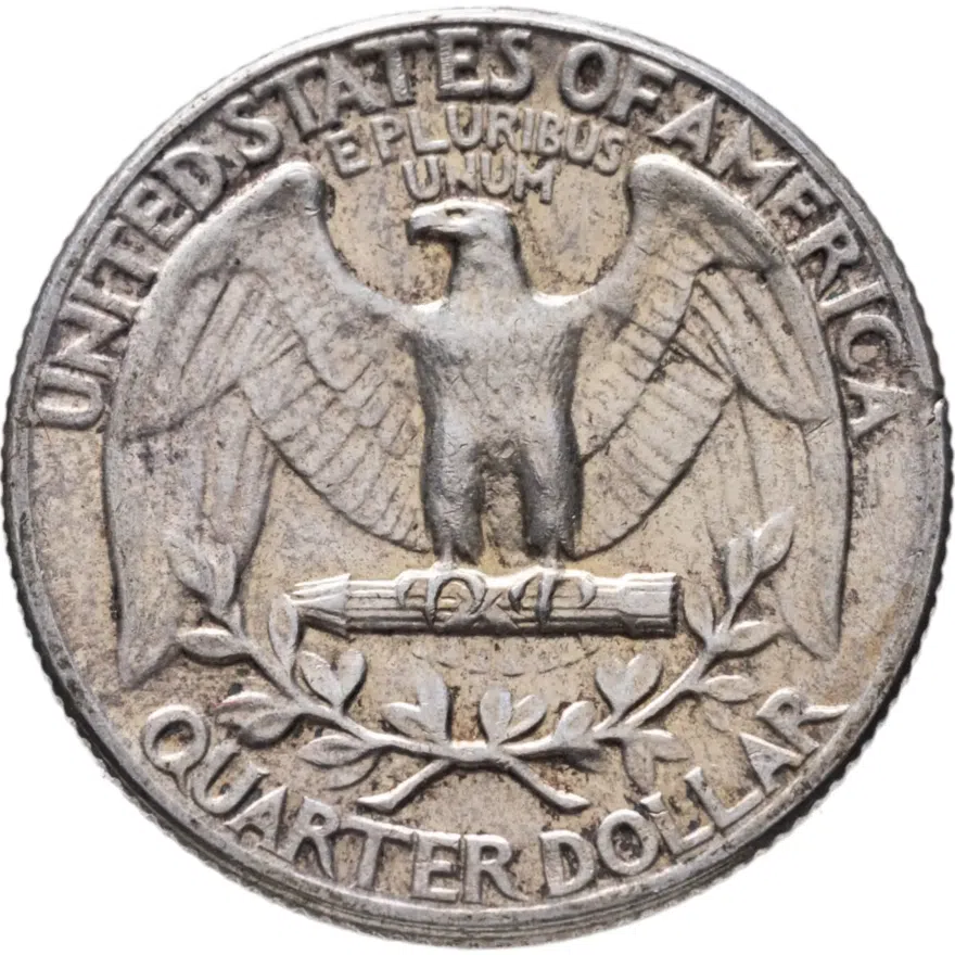США 25 центов (квотер, 1/4 доллара, quarter dollar) 1962  Washington Quarter (Вашингтон) без обозначения монетного двора, реверс