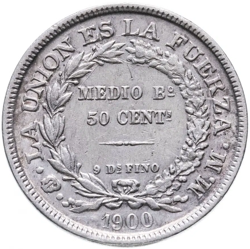 Боливия 50 центов 1900 Bo 50 CENTs 9 Ds. FINO, аверс