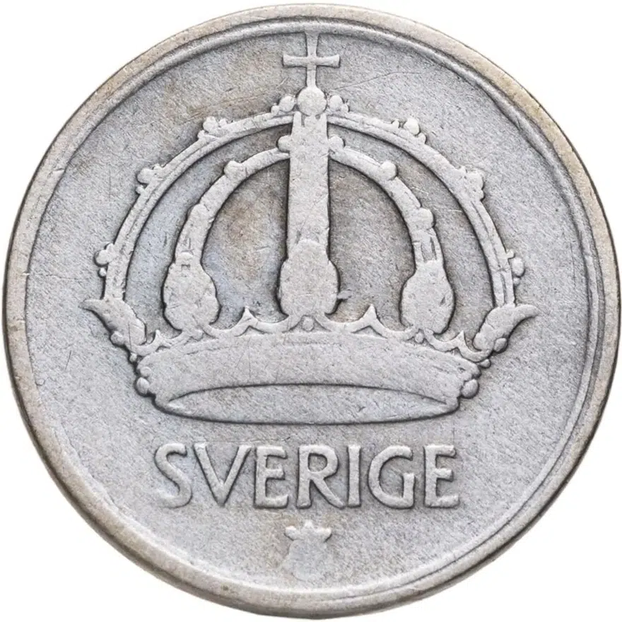 Швеция 25 эре (ore) 1945, аверс