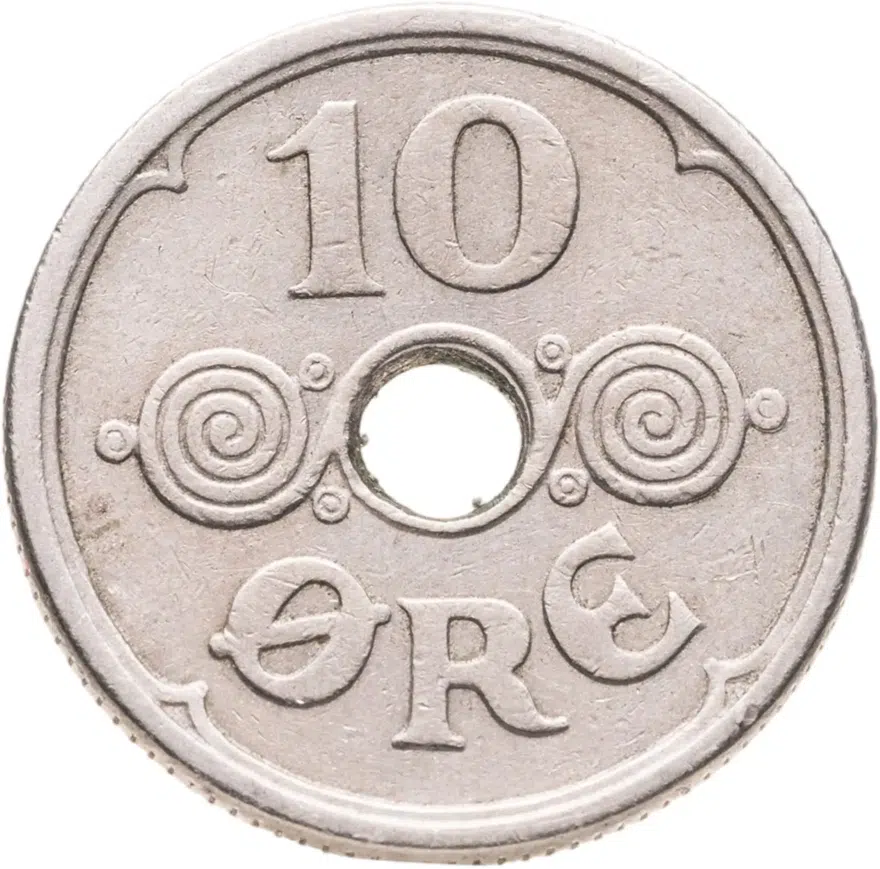Дания 10 эре (ore) 1924, реверс