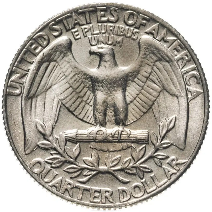 США 25 центов (квотер, 1/4 доллара, quarter dollar) 1974  Washington Quarter (Вашингтон) без обозначения монетного двора, реверс