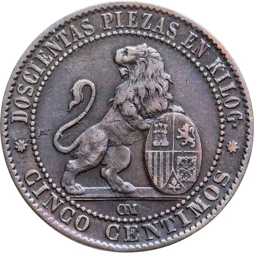 Испания 5 сентимо (centimos) 1870