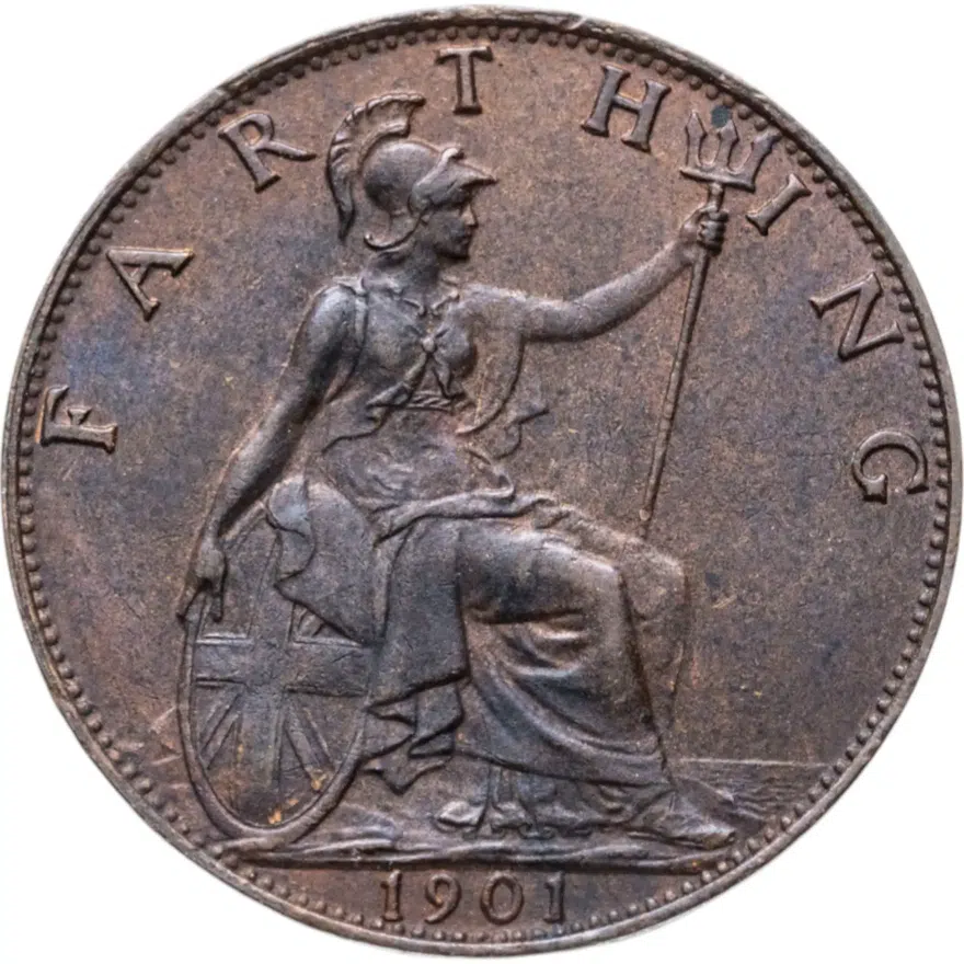 Великобритания 1 фартинг (farthing) 1901, реверс