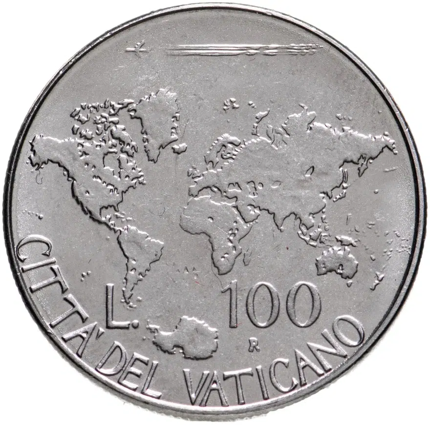 Ватикан 100 лир 1985, аверс