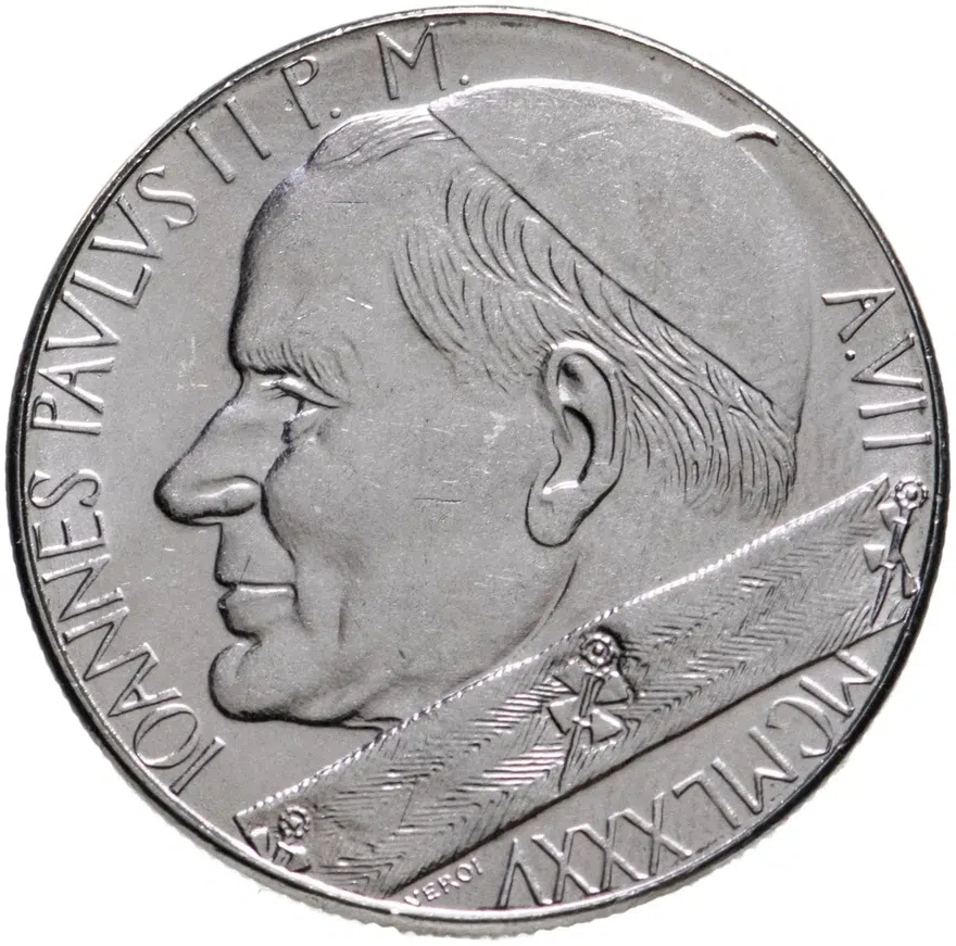 Ватикан 100 лир 1985, реверс