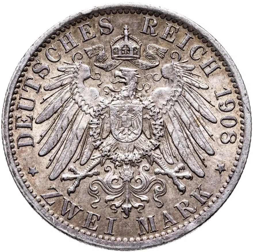 Германия (Империя) 2 марки (mark) 1908 A Пруссия, реверс