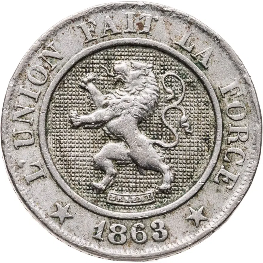 Бельгия 10 сантимов (centimes) 1863, реверс