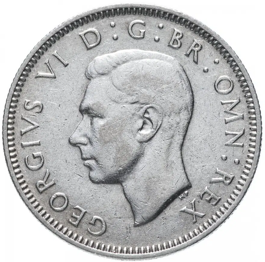 Великобритания 1 шиллинг (shilling) 1944   Английский шиллинг - лев, стоящий на короне, реверс