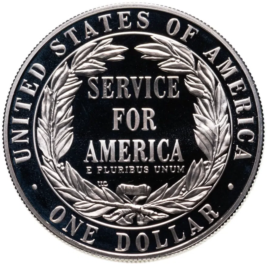 США 1 доллар (dollar) 1996 Корпорация государственной и муниципальной службы, реверс