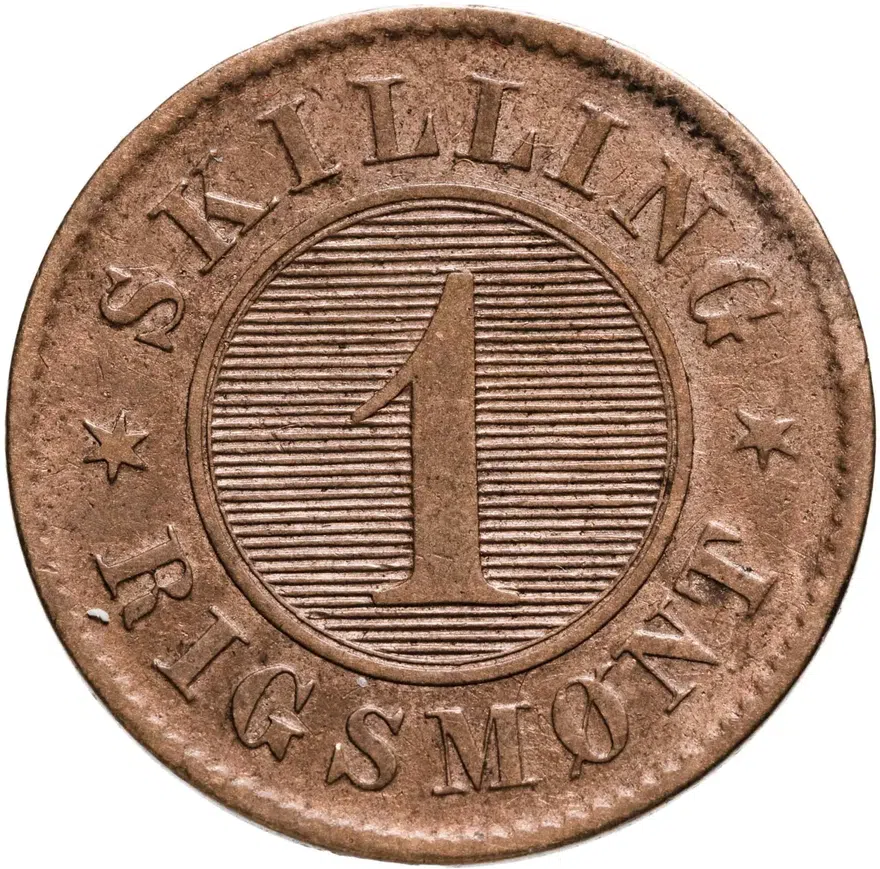 Дания 1 скиллинг-ригсмёнт (skilling rigsmont) 1867