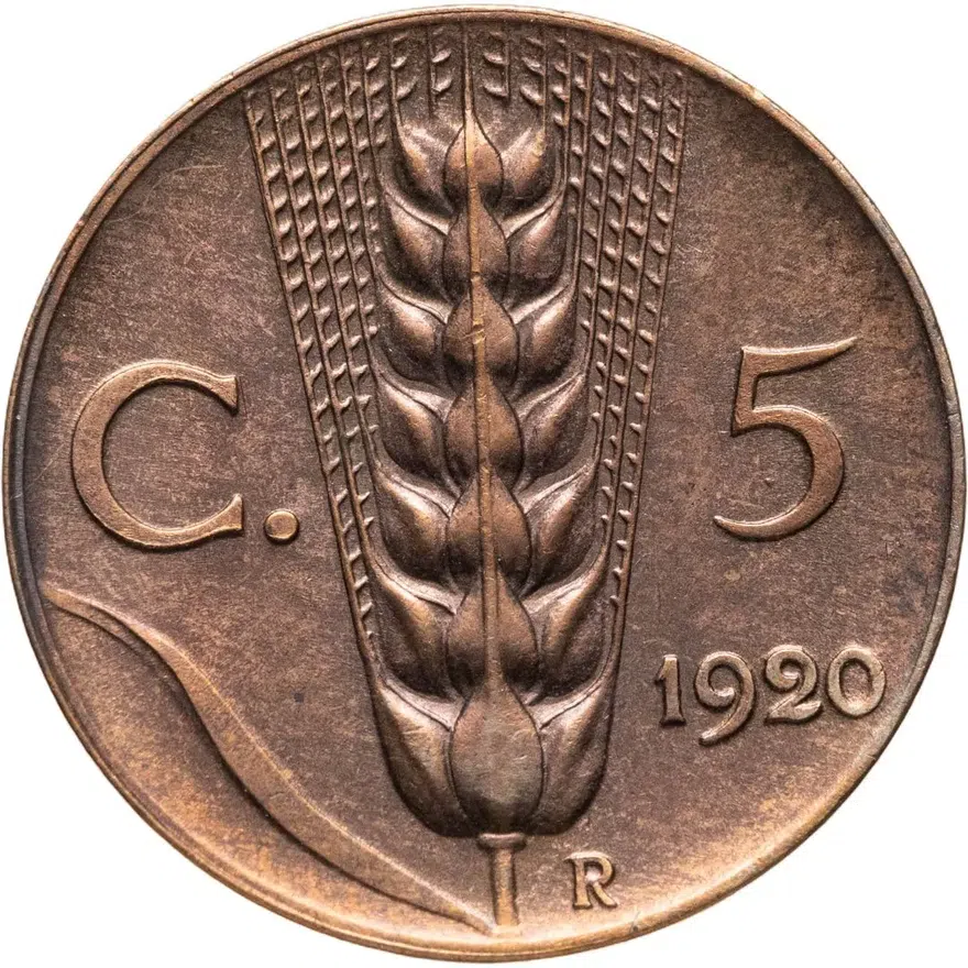 Италия 5 чентезимо (centesimi) 1920, аверс