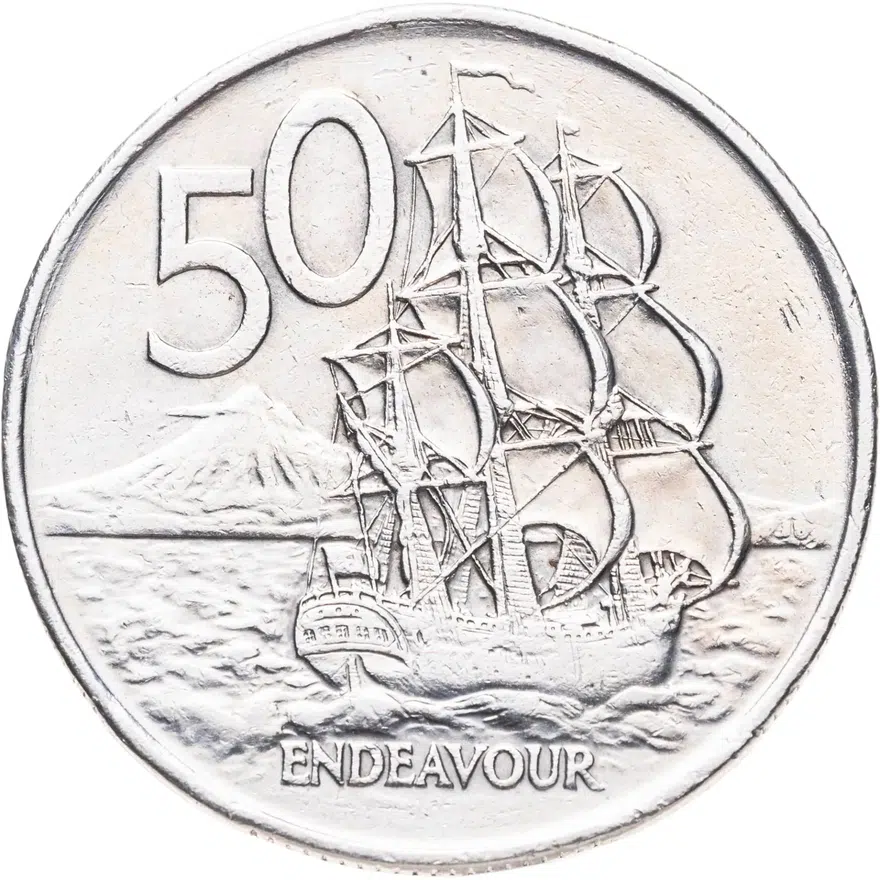 Новая Зеландия 50 центов (cents) 1975, реверс