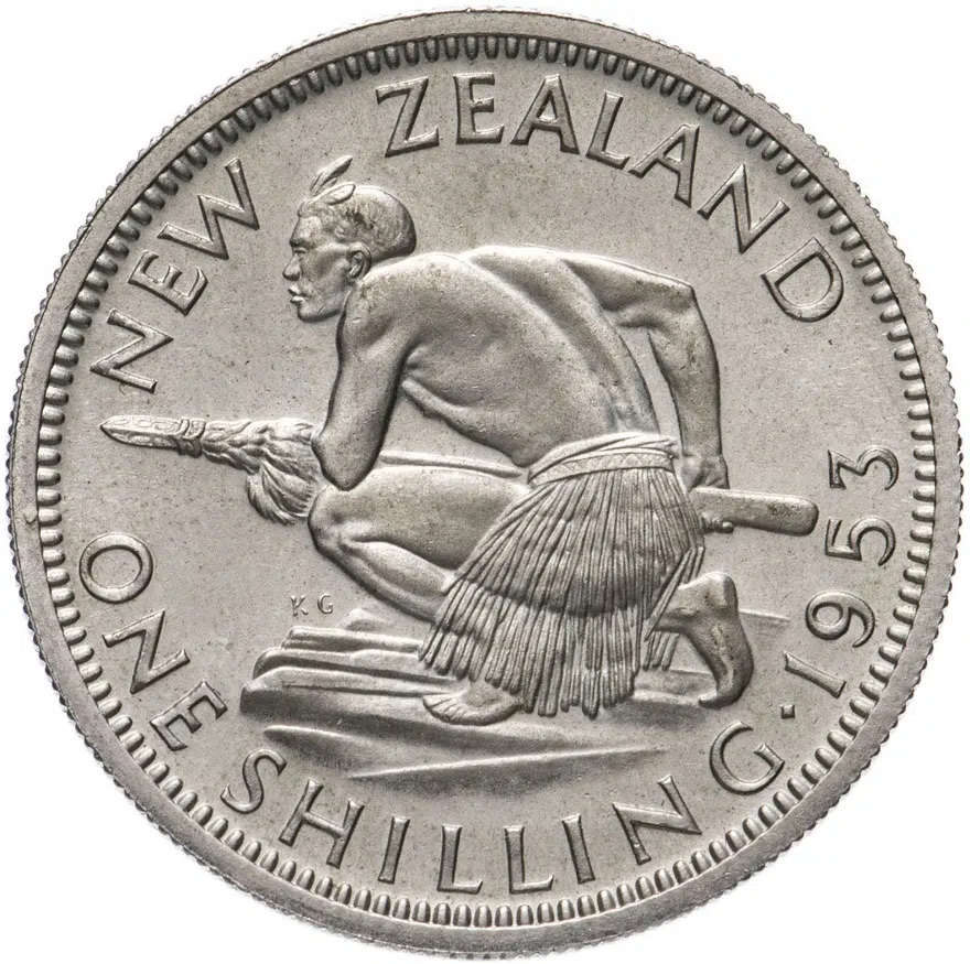 Новая Зеландия 1 шиллинг (shilling) 1953, аверс