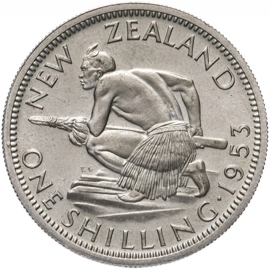 Новая Зеландия 1 шиллинг (shilling) 1953, реверс